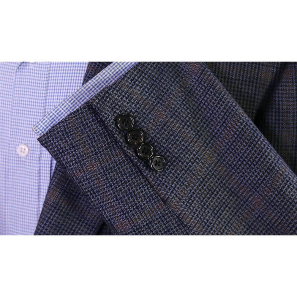 Hickey Freeman Custom Blazer Blue Black Brown 2-Btn Sportcoat Jacket 44L - Picture 6 of 8